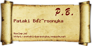 Pataki Bársonyka névjegykártya